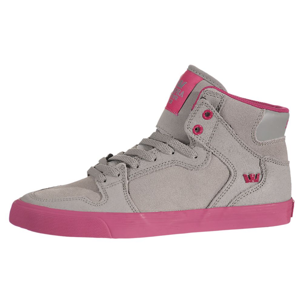 Baskets Montantes Supra Vaider Grise Rose Grey/Magenta Femme | QVN-86188839